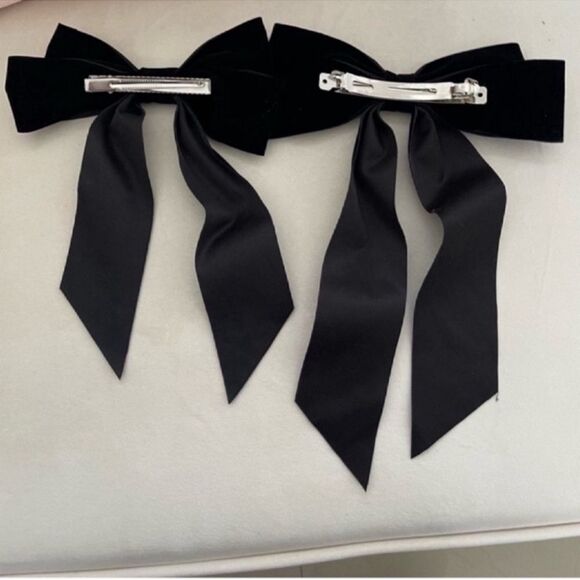 2 pcs Elegant Black Velvet Hair Bow - Picture 6 of 9